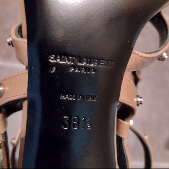 Saint Laurent strappy studs taupe nude pump size 38.5 - Picture 4 of 6